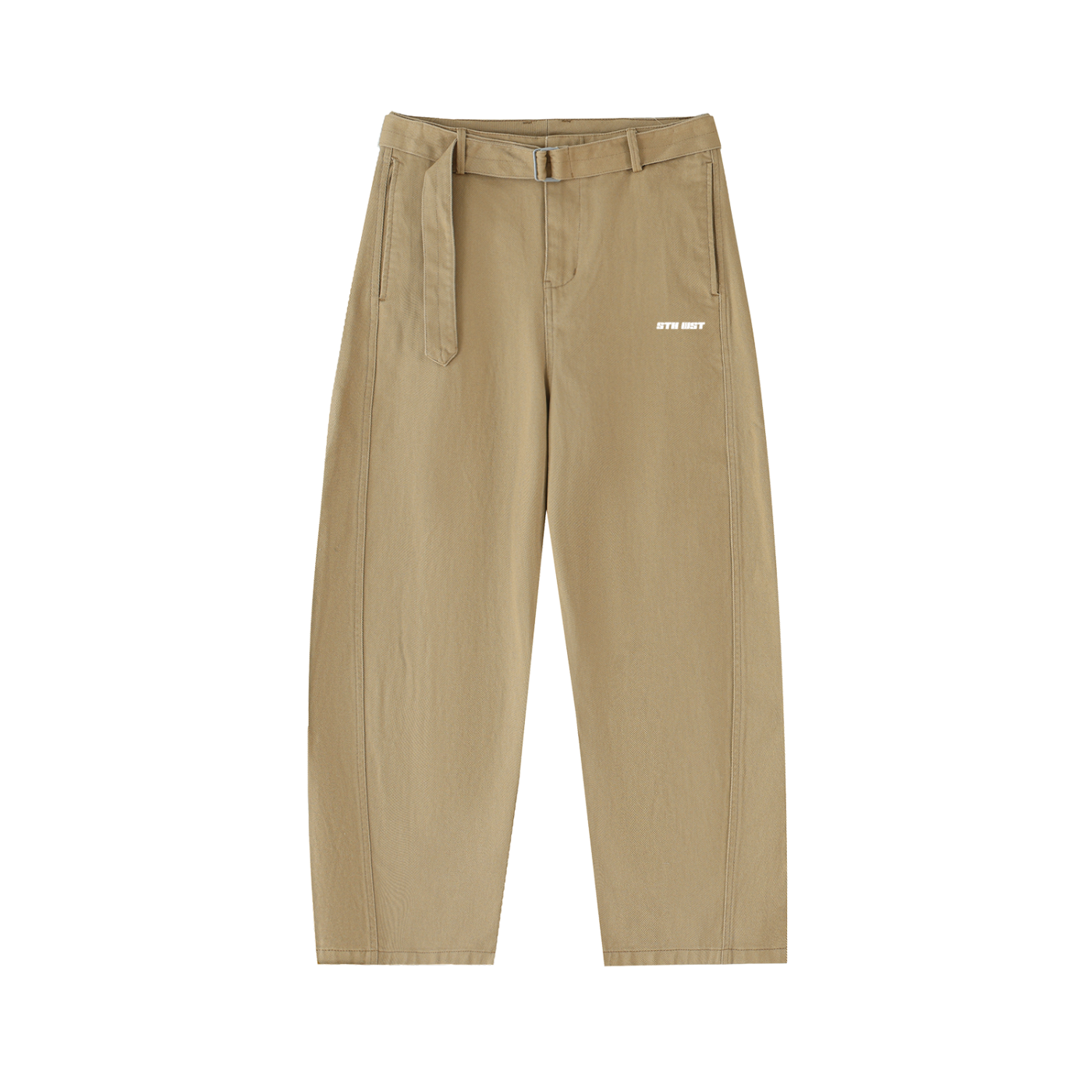 Belted Barrel-leg Chino Pants